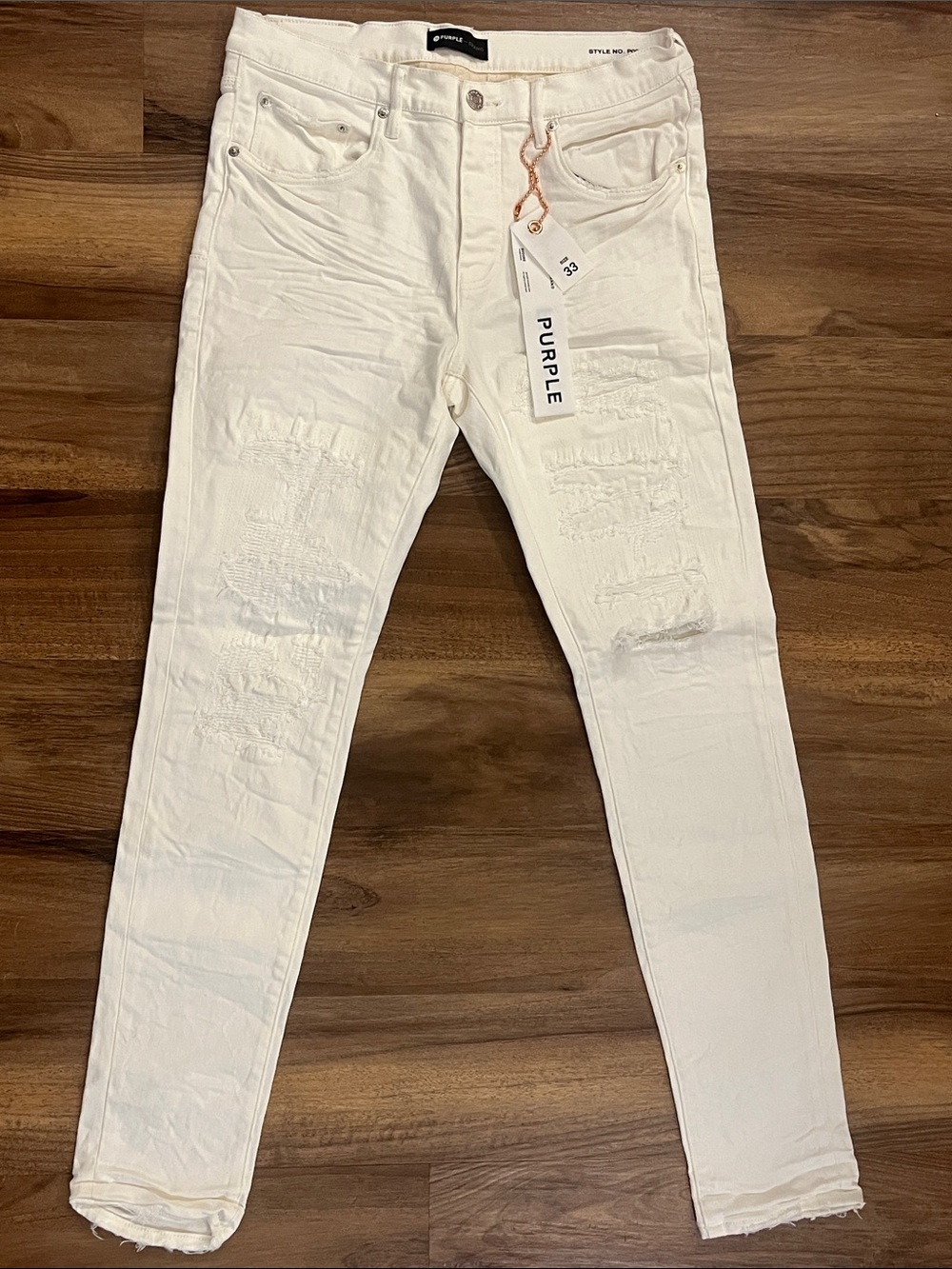 Purple Men’s Skinny Jeans in White - Distressed Stretch Denim p001fpwh222